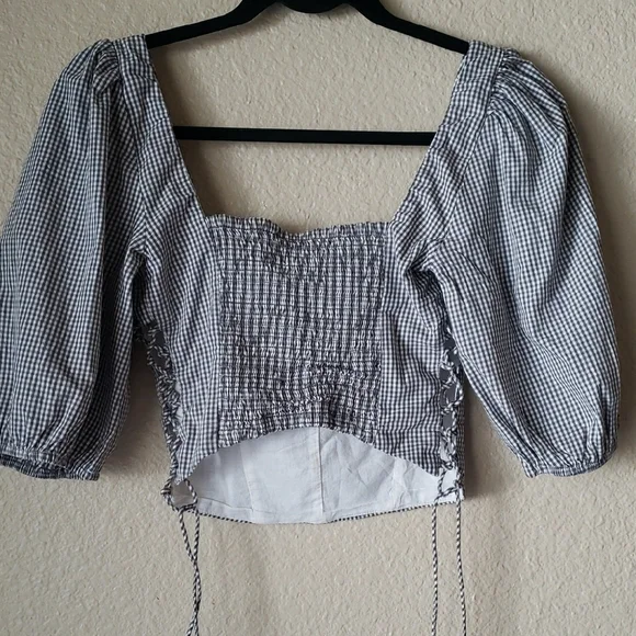 Abercrombie & Fitch Black and White Checkered Blouse - Picture 4 of 5